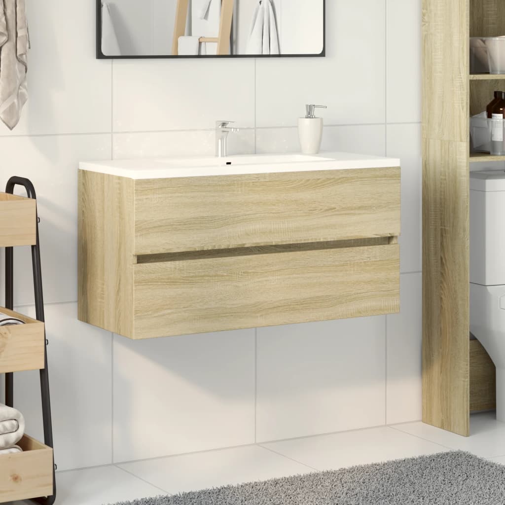 Vidaxl wastafelkast 90x38,5x45 cm spaanplaat sonoma eikenkleurig