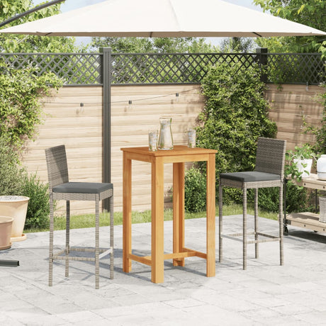 Vidaxl 3-delige tuinbarset massief acaciahout en poly rattan grijs