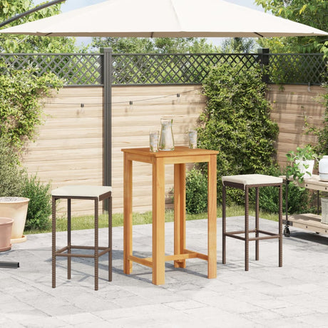 Vidaxl 3-delige tuinbarset massief acaciahout en poly rattan bruin