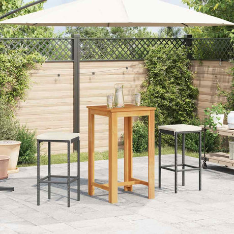 Vidaxl 3-delige tuinbarset massief acaciahout en poly rattan zwart
