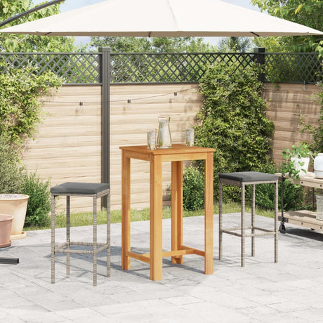Vidaxl 3-delige tuinbarset massief acaciahout en poly rattan grijs