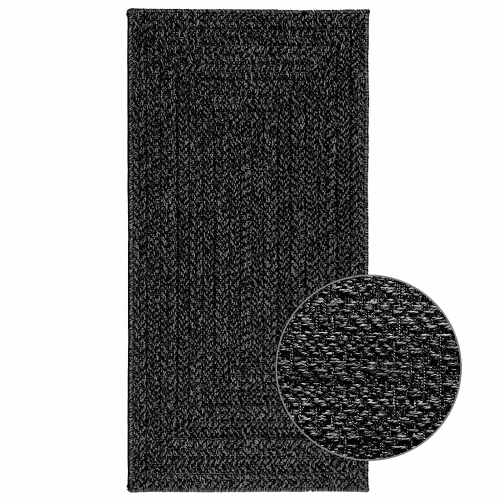 VidaXL Teppich Zizur drinnen und draußen 60x110 cm Juteoptik Anthrazit
