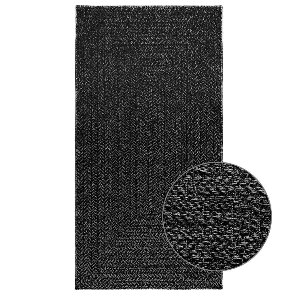 VidaXL Teppich Zizur drinnen und draußen 80x150 cm Juteoptik Anthrazit