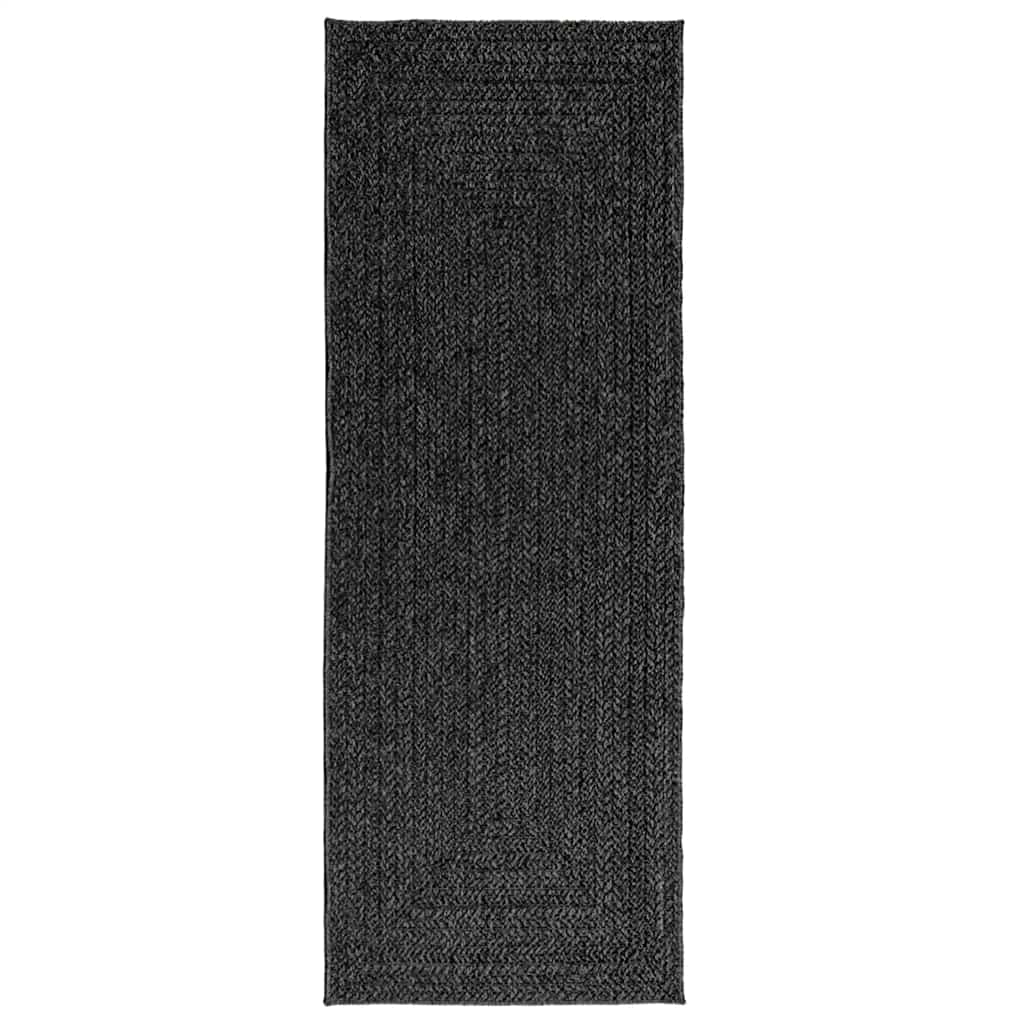 VidaXL Teppich Zizur drinnen und draußen 80x200 cm Juteoptik Anthrazit