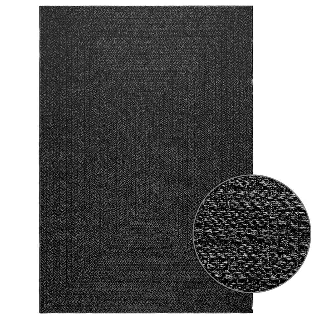 VidaXL Teppich Zizur Indoor und Outdoor 140x200cm Juteoptik Anthrazit