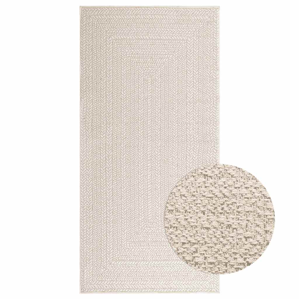 VidaXL Teppich Zizur Creme drinnen und draußen 100x200 cm Juteoptik
