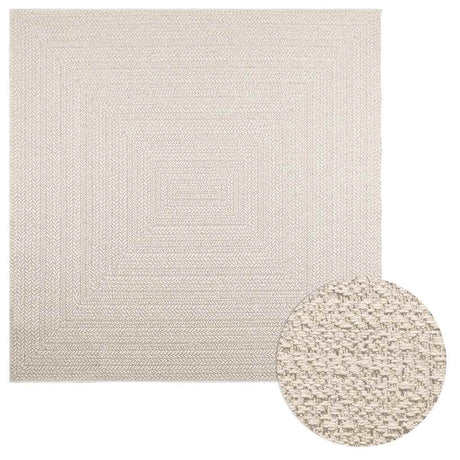 VidaXL Teppich Zizur Creme drinnen und draußen 200x200 cm Juteoptik