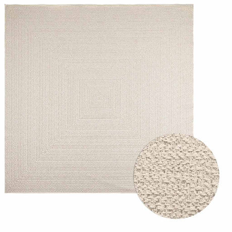 VidaXL Teppich Zizur Creme drinnen und draußen 240x240 cm Juteoptik