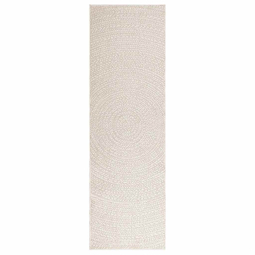VidaXL Teppich Zizur Creme drinnen und draußen 80x250 cm Juteoptik