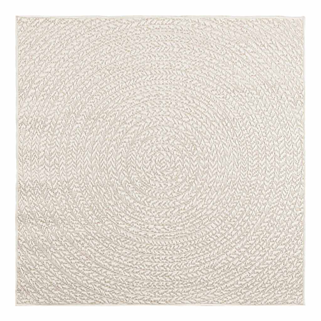 VidaXL Teppich Zizur Creme drinnen und draußen 120x120 cm Juteoptik