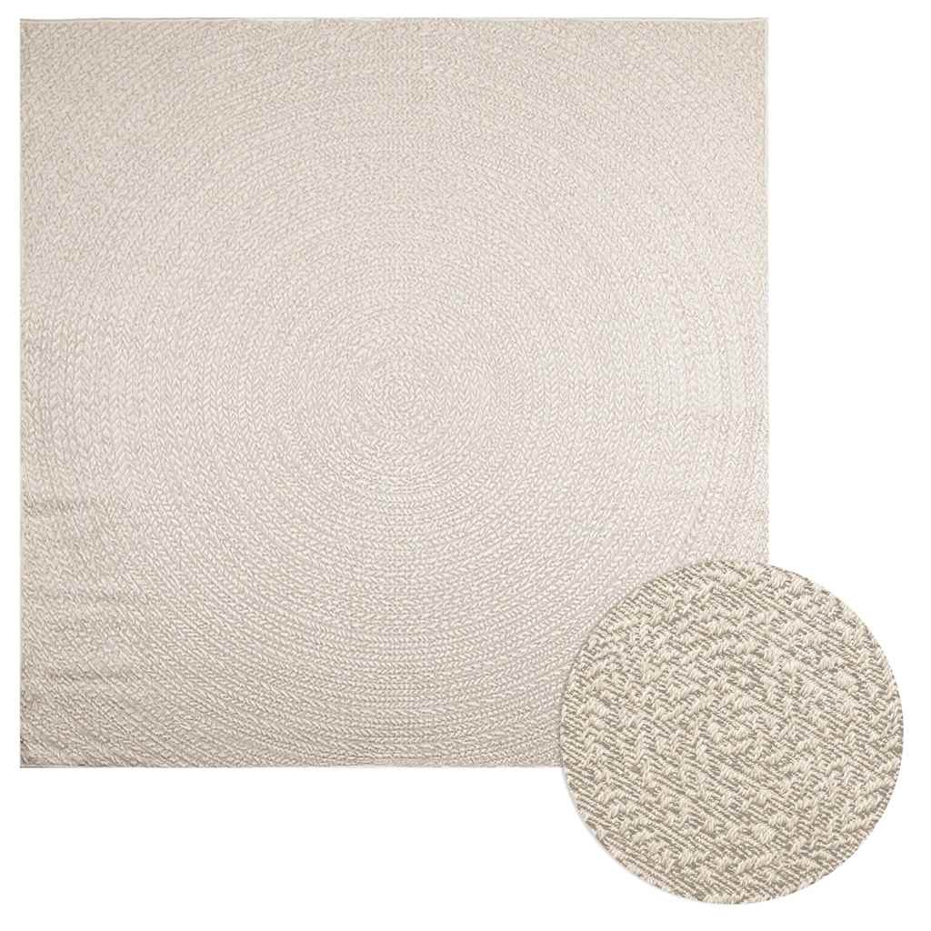 VidaXL Teppich Zizur Creme drinnen und draußen 240x240 cm Juteoptik