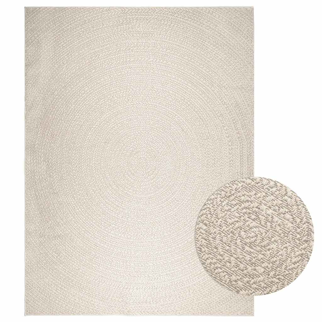 VidaXL Teppich Zizur Creme drinnen und draußen 240x340 cm Juteoptik