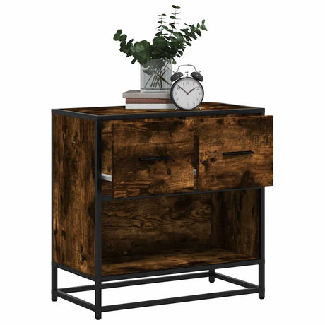 Vidaxl nachtkastje 60x31x60 cm bewerkt hout en metaal gerookt eiken