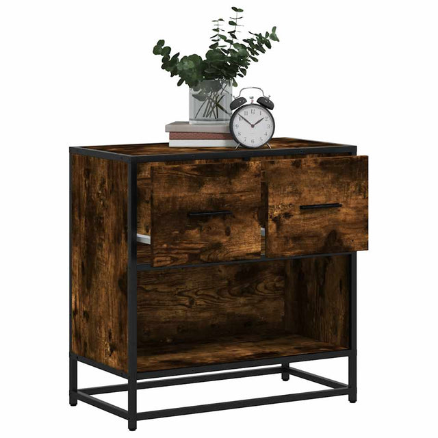 Vidaxl nachtkastje 60x31x60 cm bewerkt hout en metaal gerookt eiken
