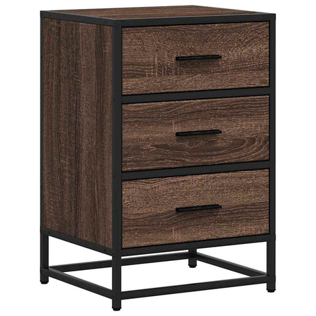 Vidaxl nachtkastje 40x34,5x60 cm bewerkt hout metaal bruin eikenkleur