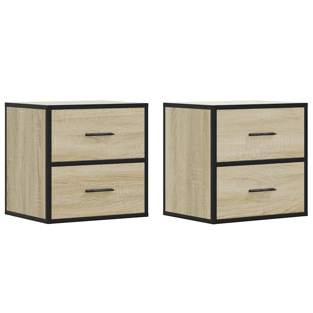 Vidaxl nachtkastjes 2 st wandgemonteerd 40x31x39,5cm sonoma eikenkleur