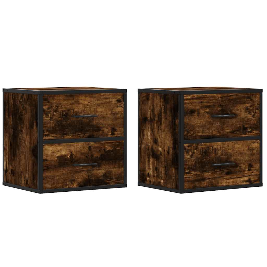 Vidaxl nachtkastjes 2st wandgemonteerd 40x31x39,5cm gerookt eikenkleur