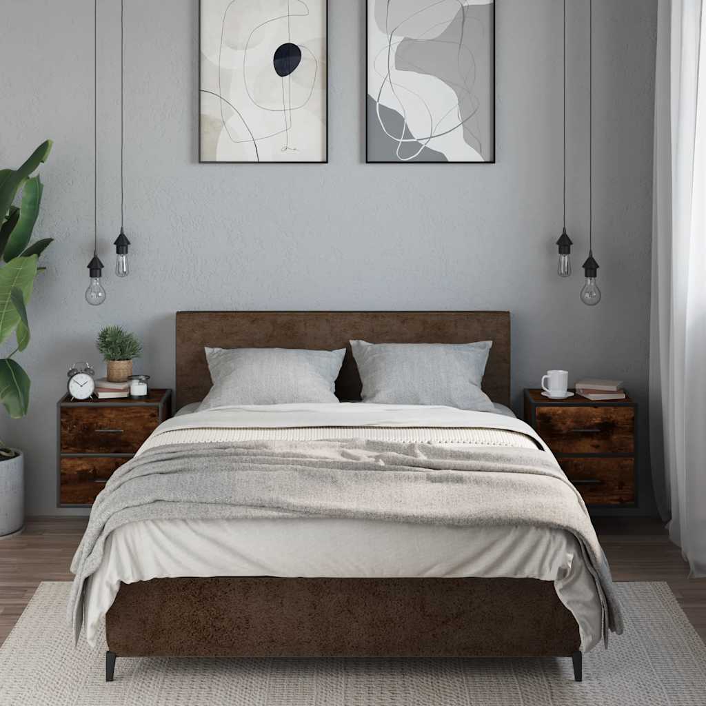 Vidaxl nachtkastjes 2st wandgemonteerd 40x31x39,5cm gerookt eikenkleur