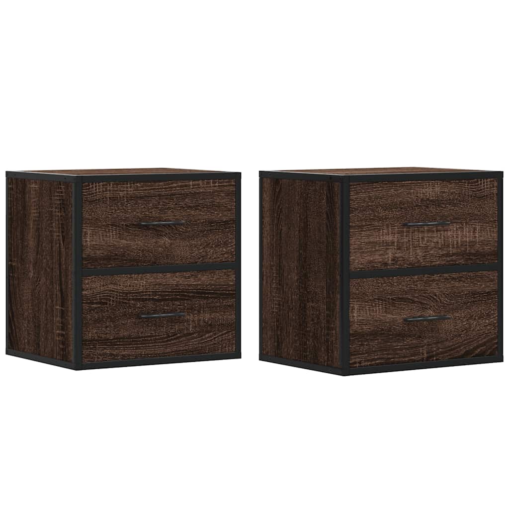 Vidaxl nachtkastjes 2st wandgemonteerd 40x31x39,5cm bruin eikenkleurig