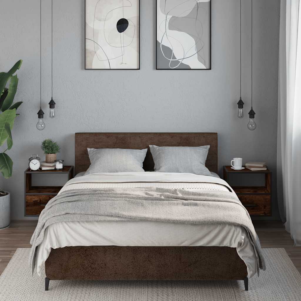 Vidaxl nachtkastjes 2st wandgemonteerd 40x31x39,5cm gerookt eikenkleur