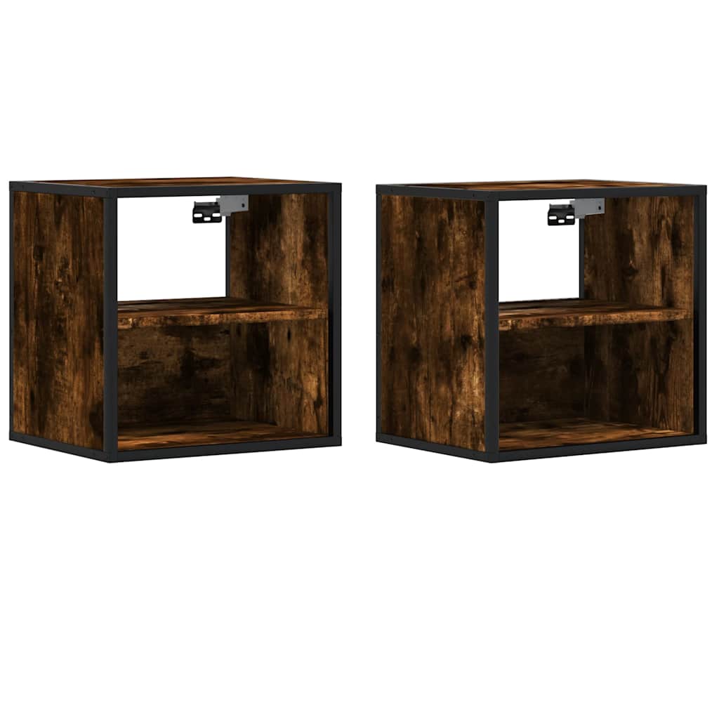 Vidaxl nachtkastjes 2st wandgemonteerd 40x31x39,5cm gerookt eikenkleur