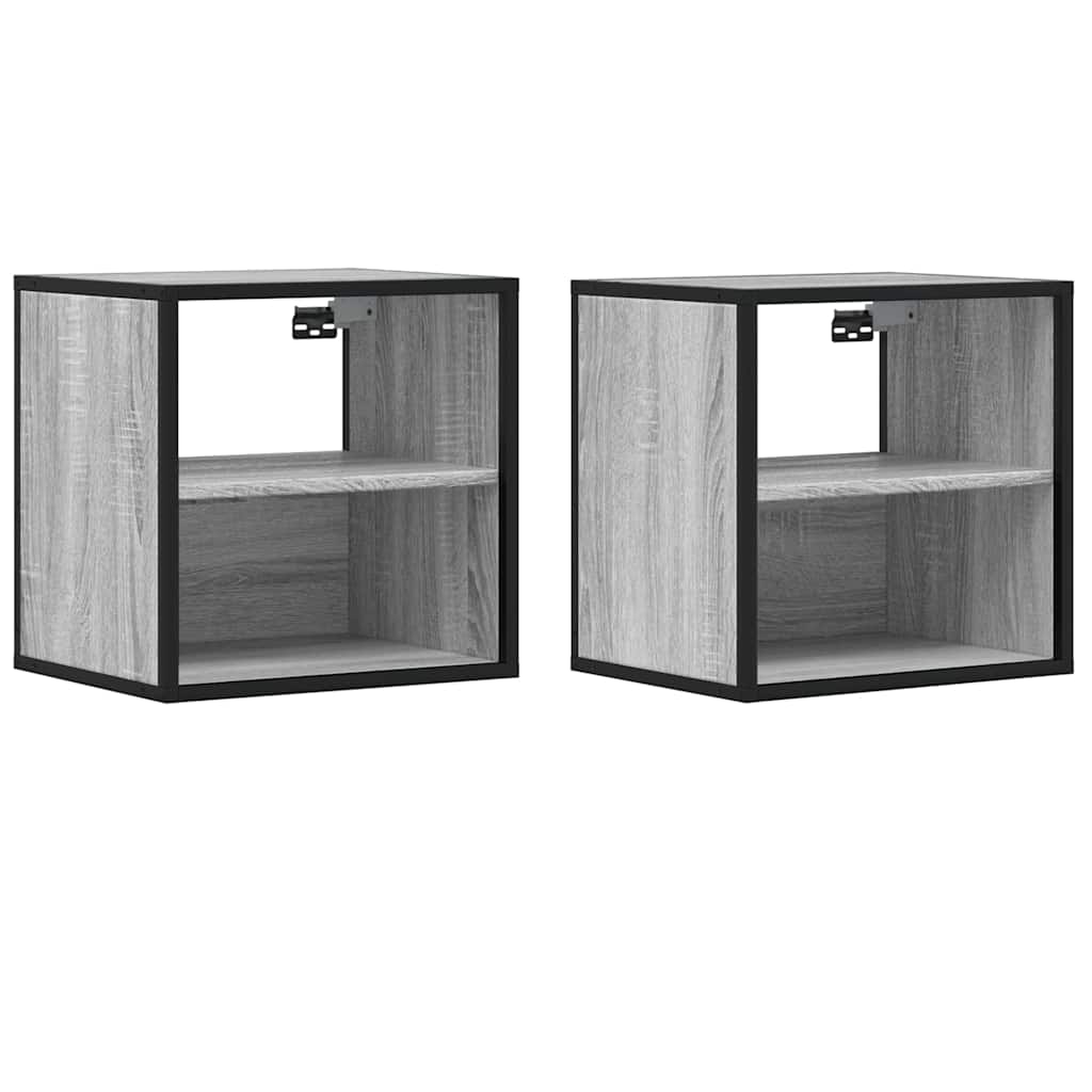 Vidaxl nachtkastjes 2st wandgemonteerd 40x31x39,5cm grijs sonoma eiken