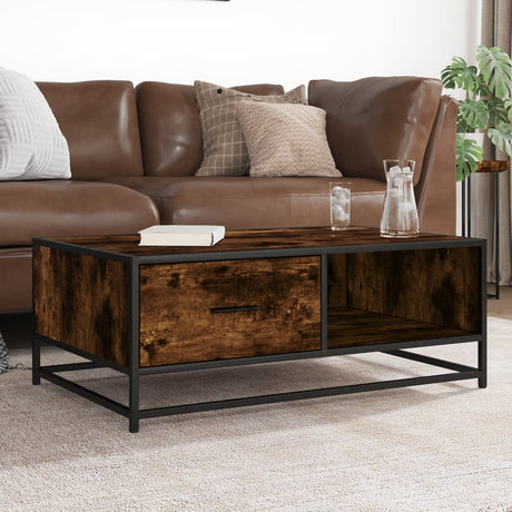 Vidaxl salontafel 90x57x35 cm bewerkt hout en metaal gerookt eiken