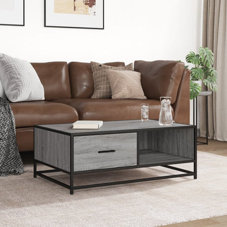 Vidaxl salontafel 90x57x35 cm bewerkt hout en metaal grijs sonoma