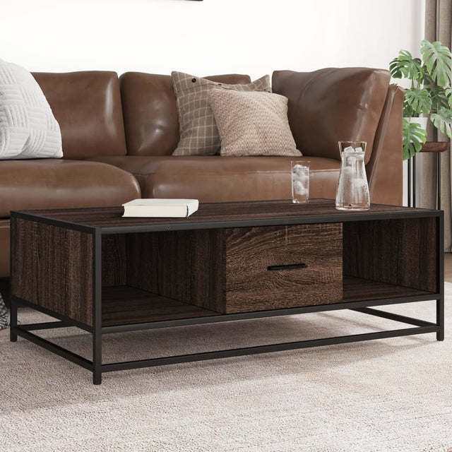 Vidaxl salontafel 100x57x35 cm bewerkt hout en metaal bruin eikenkleur