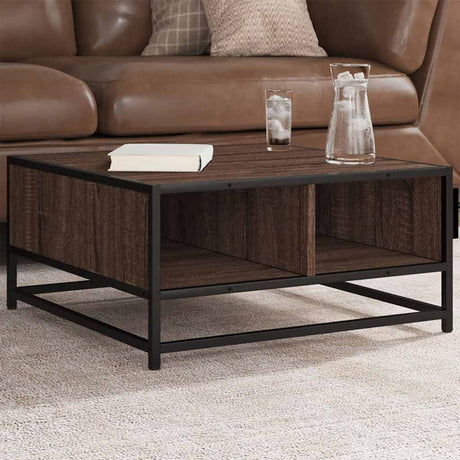 Vidaxl salontafel 60,5x60,5x30 cm bewerkt hout en metaal bruin eiken