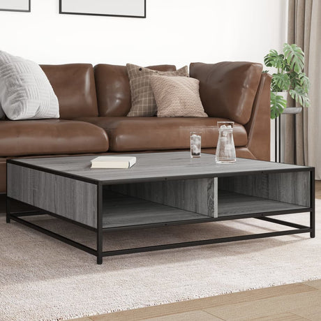 Vidaxl salontafel 100x100x30 cm bewerkt hout en metaal grijs sonoma