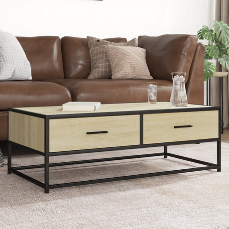 Vidaxl salontafel 100x50x35 cm bewerkt hout en metaal sonoma eiken
