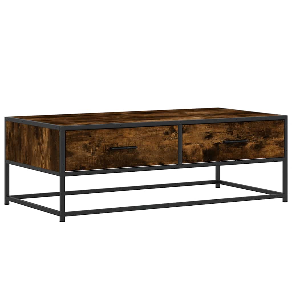 Vidaxl salontafel 100x50x35 cm bewerkt hout en metaal gerookt eiken