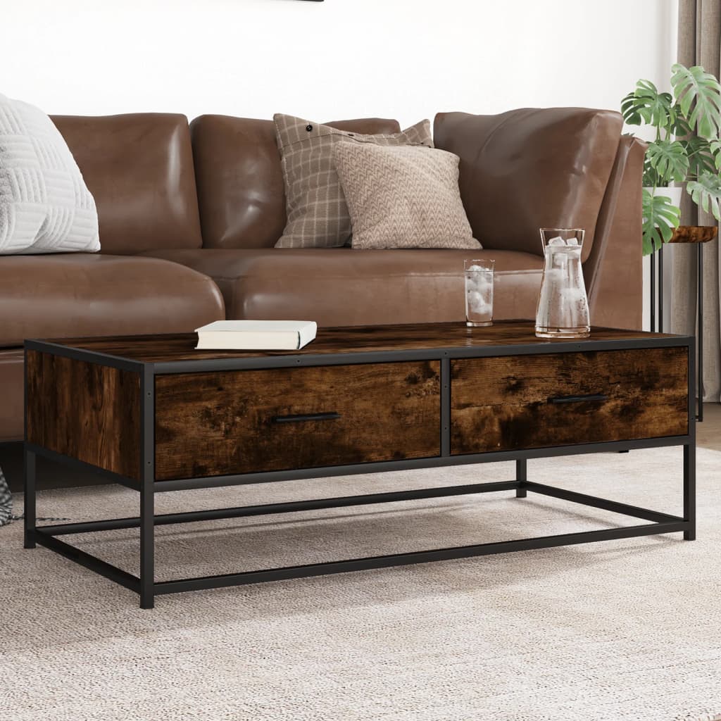 Vidaxl salontafel 100x50x35 cm bewerkt hout en metaal gerookt eiken