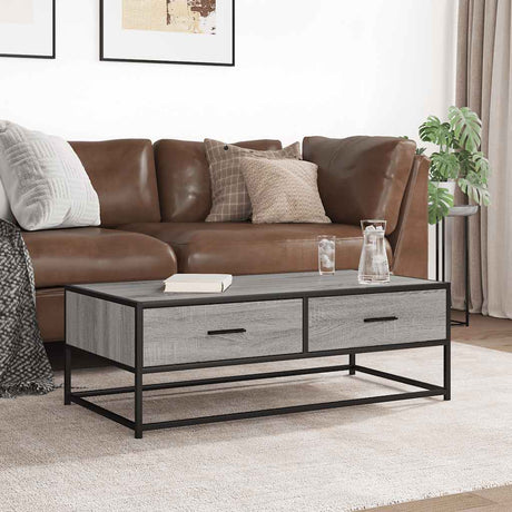 Vidaxl salontafel 100x50x35 cm bewerkt hout en metaal grijs sonoma