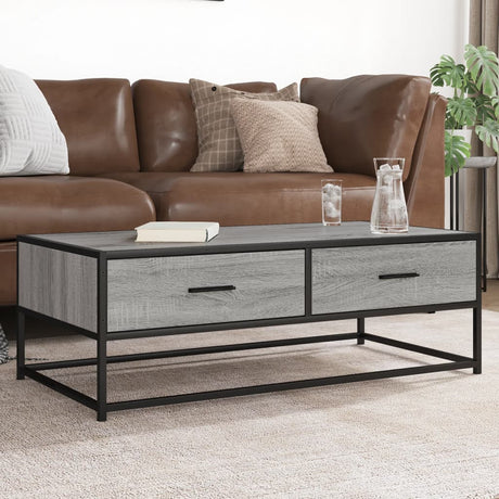 Vidaxl salontafel 100x50x35 cm bewerkt hout en metaal grijs sonoma