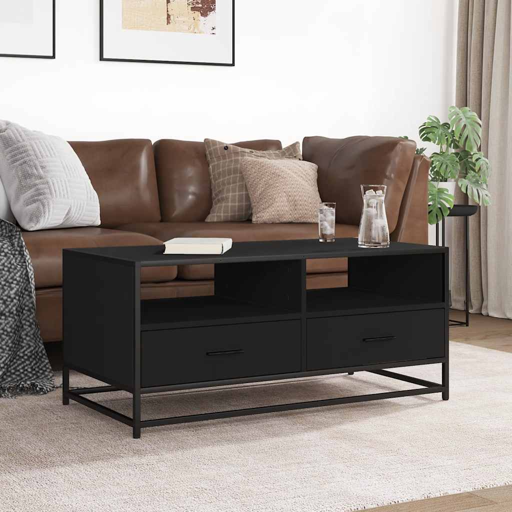 Vidaxl salontafel 100x50x45 cm bewerkt hout en metaal zwart