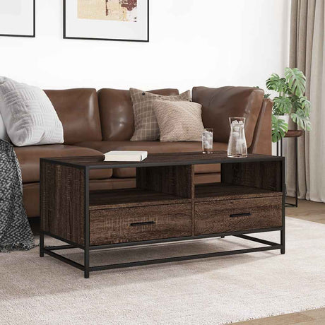 Vidaxl salontafel 100x50x45 cm bewerkt hout en metaal bruin eikenkleur