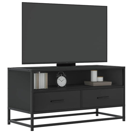 Vidaxl tv-meubel 80x34,5x40 cm bewerkt hout en metaal zwart