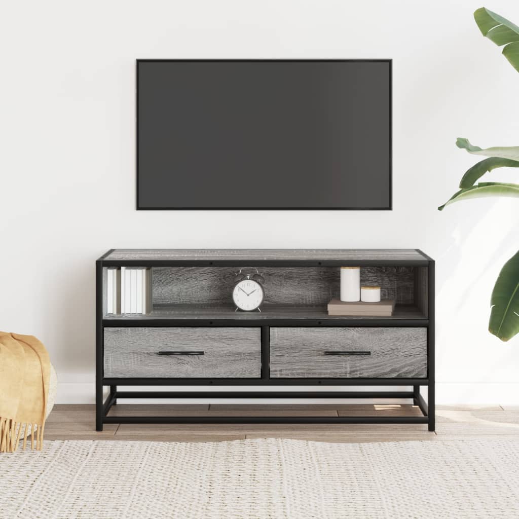 Vidaxl tv-meubel 80x34,5x40 cm bewerkt hout metaal grijs sonoma eiken