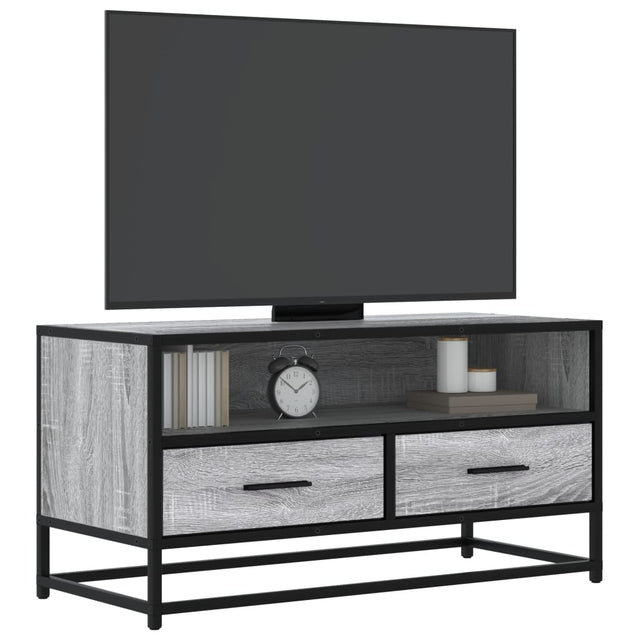 Vidaxl tv-meubel 80x34,5x40 cm bewerkt hout metaal grijs sonoma eiken