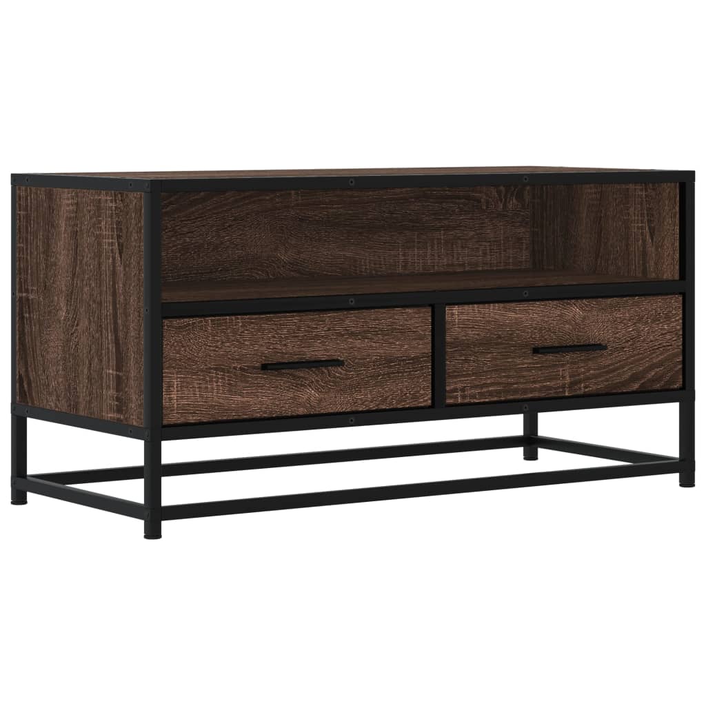 Vidaxl tv-meubel 80x34,5x40 cm bewerkt hout metaal bruin eikenkleur