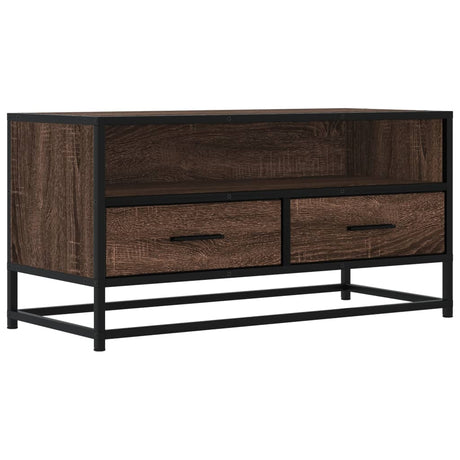Vidaxl tv-meubel 80x34,5x40 cm bewerkt hout metaal bruin eikenkleur