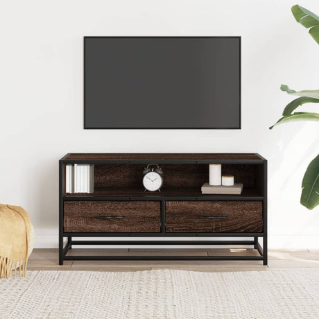 Vidaxl tv-meubel 80x34,5x40 cm bewerkt hout metaal bruin eikenkleur