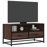 Vidaxl tv-meubel 80x34,5x40 cm bewerkt hout metaal bruin eikenkleur
