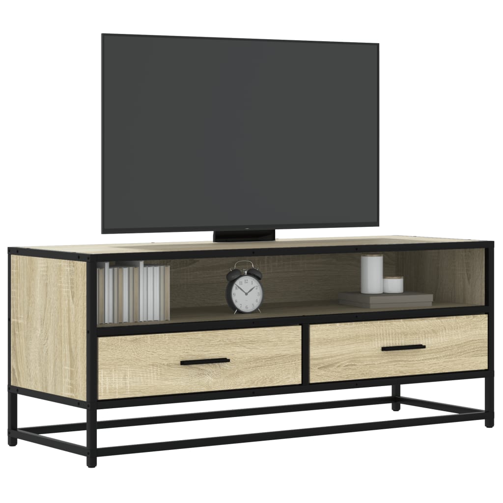 Vidaxl tv-meubel 100x34,5x40cm bewerkt hout metaal sonoma eikenkleurig