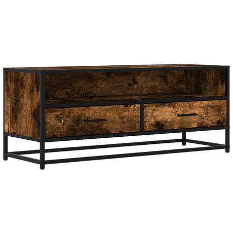 Vidaxl tv-meubel 100x34,5x40 cm bewerkt hout metaal gerookt eikenkleur
