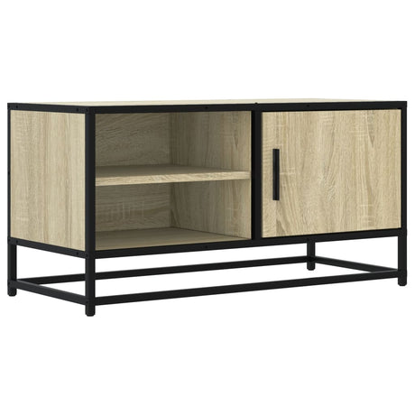 Vidaxl tv-meubel 80x34,5x40 cm bewerkt hout metaal sonoma eikenkleurig