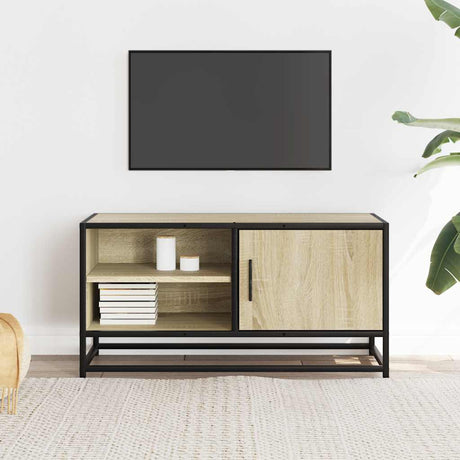 Vidaxl tv-meubel 80x34,5x40 cm bewerkt hout metaal sonoma eikenkleurig