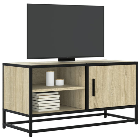 Vidaxl tv-meubel 80x34,5x40 cm bewerkt hout metaal sonoma eikenkleurig